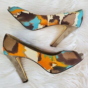 Westies Emmy Multicolor Open Toe High Heels SZ 8